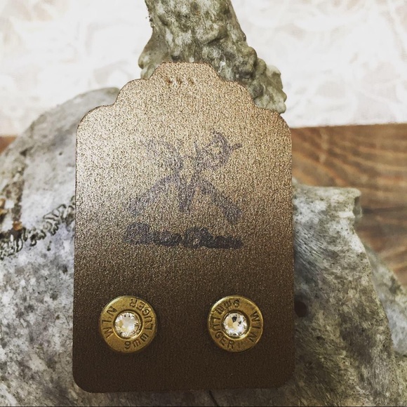 Bullet Casing Gold Earrings - Picture 2 of 2